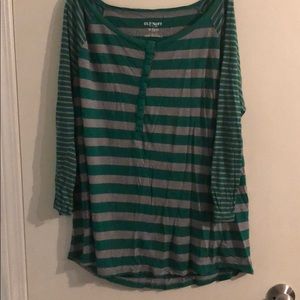 Striped half button henley